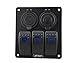 IZTOSS 3 Gang Rocker Switch Panel with Power Socket 3.1A Dual USB Wiring Kits and Decal Sticker Labels DC12V/24V for Marine Boat Car Rv Vehicles Truck Blue led S697-709-B