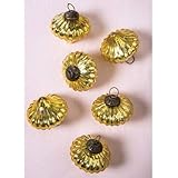 Luna Bazaar Small Mercury Glass Ornaments (2.25-Inch, Lucy Design, Gold, Set of 6) - Vintage-Style Decorations for Home or Holiday Décor