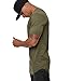 YoungLA Mens Long Ring-Spun Cotton T-Shirts Lightweight Muscle Tee Shirts 301 - Olive Small