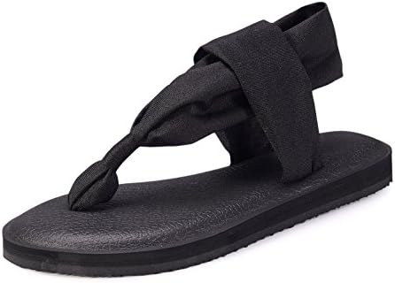KARIDO Women's Slingback Lightweight Yoga Mat Thong Flip Flop(9 US/41,Black)