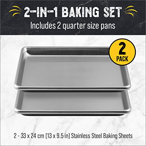 Checkered Chef Baking Sheet Set 13" x 9.5" Stainless Steel Quarter