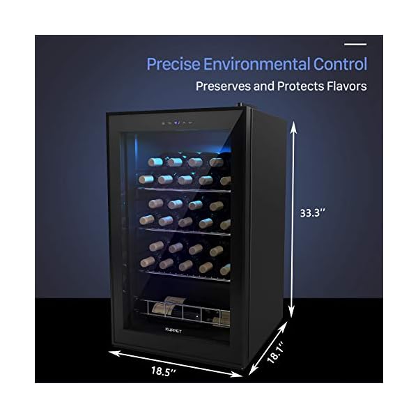 KUPPET-27-Bottles-Compressor-Freestanding-Wine-CoolerChiller-RedWhite-Wine-Beer-and-Champagne-Wine-Cellar-Digital-Temperature-Display-Double-layer-Glass-Door-Quiet-Operation