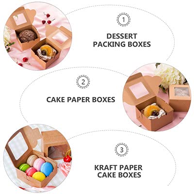 Brown Bakery Boxes, 25PACK Cupcake Boxes with 50 Yards Ribbon | 4\