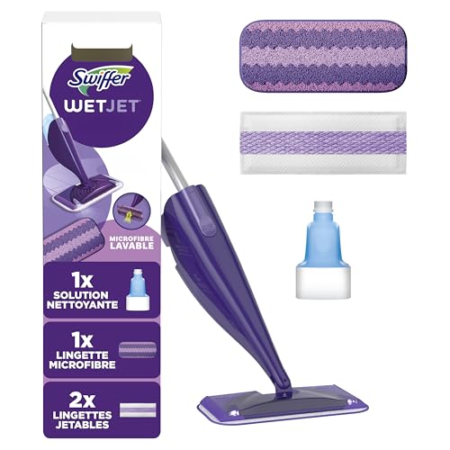 Swiffer Balai WetJet Kit Démarrage + 1 lingette microfibre lavable