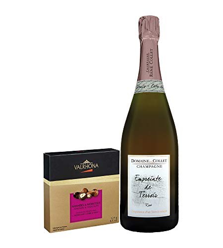 Coffret-Cadeau-Champagne-et-Chocolat-Valrhona-Champagne-Rose-et-coffret-Valrhona-Amandes-et-Noisettes-Grands-Crus-Chocolat-Noir-et-Lait-Champagne-Rose