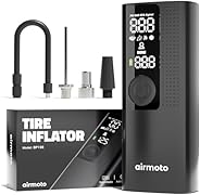 Airmoto Tire Inflator Portable Air Compressor - Air Pump for Car Tires with Tire Pressure Gauge (120 PSI) - On