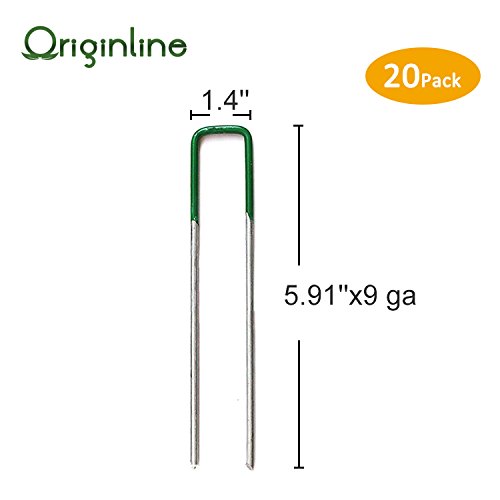 Originline 5.91" Anti-Rust Galvanized Ground Staples,High Garden Stake Pin,Landscape Staples Fabric Pins,Weed Ground Cover Pegs,20Pack