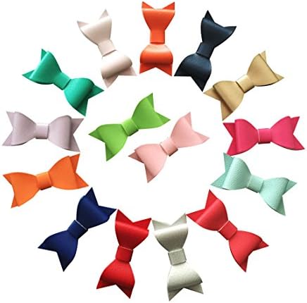 Yazon 2.8 Inch Leather Bows Hair Clips Baby Girls Boutique Hair Bows 20pcs