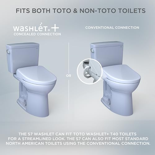 TOTO® WASHLET®+ S7A Electronic Bidet Toilet Seat with EWATER+® Bowl and Wand Cleaning, Auto Open and Close Contemporary Lid, Elongated, Cotton White - SW4736AT40#01
