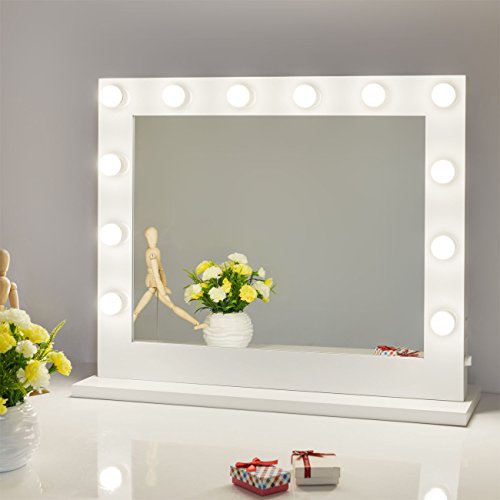 Chende White Hollywood Lighted Makeup Vanity Mirror Light with Dimmer Christmas Gift
