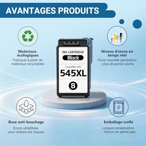 SANCTink 545 546 XL Ink Cartridges Replacement for Canon 545-546 PG-545XL CL-546XL for Pixma TS3350 MG2550 TS3150 MG2555S TS3450 MX495 TR4650 TS3355 TR4550 MG2950 (1 colour, 1 black)