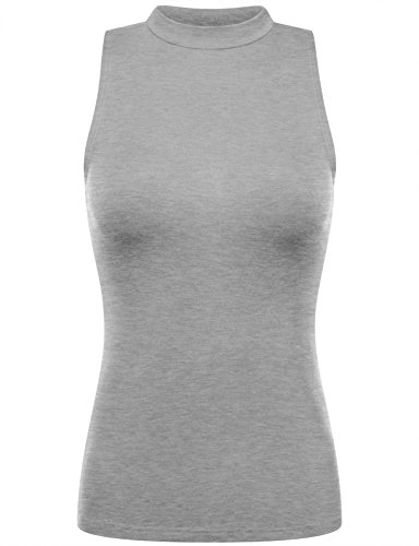 FPT Womens Sleeveless Rayon Mock Neck Top HEATHER GRAY SMALL