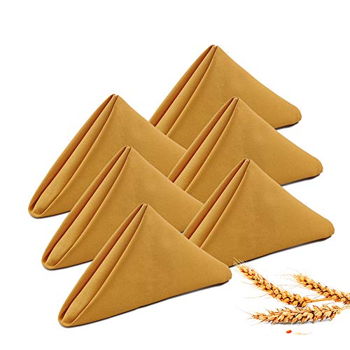 KOFFOTA Cotton Cloth Napkins for Dinner. Thanksgiving Day Christmas Decorations Gifts Easy Care and Durable Everyday Table Setting Parties Restaurants.18×18". (Brilliant Yellow, 6 Pack)