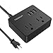 TESSAN Portable 2 Outlet Travel Mini Power Strip with 3 USB Ports Desktop Charging Station 5 Ft Extension Cord Multi Outlets Extender Plug for Cruise ship-BLACK primary