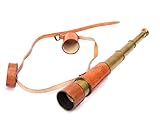 Decorative Antique Vintage Spyglass Telescope Leather Lens Cap Collectible Finish Royal Ship Sailor Marine Instrument (Orange)