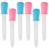Pengxiaomei 6 Pcs 5ML Silicone Liquid Dropper, Clear Plastic Droppers Pipettes for Candy Molds Baby Feeder