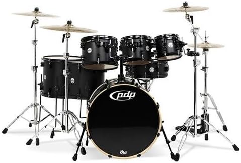 Pacific by DW Sam Ash Exclusive 7-Piece Concept Maple Shell Kit in Satin Black w/Black Hardware