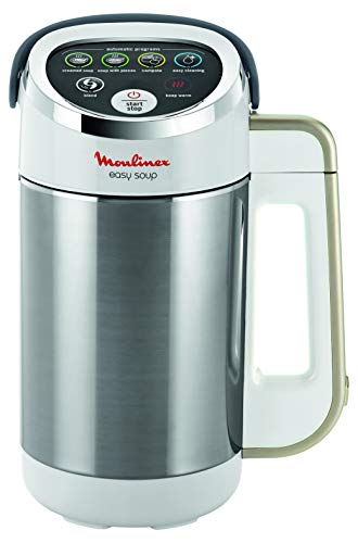 Moulinex Easy Soup Blender Chauffant 5 programmes Automatiques Double Paroi Capacité 1.2 L Mixeur Soupe Velouté Compote Maintien Au Chaud Appareil à Soupe 1000 W Inox Lm841b10 [commandes En Anglais]