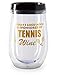 Tennis Addiction - Today's Good Mood is Sponsored by Tennis and Wine - Plastic Wine Glass with Lid Tennis Gift