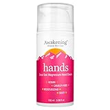Awakening HANDS Magnesium-Rich Hydrating Hand Therapy Cream for Dry, Cracked Skin, 3.38oz/100ml