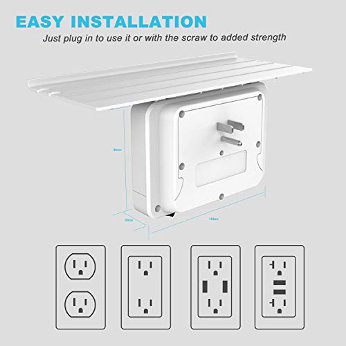Shelf Socket Outlet Wall Outlet Extender with Large Wall Shelf, Surge