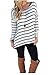 Women's Black and White Stripes Long Sleeve T-shirt Tops