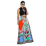 Franterd Women Beach Skirt Casual Traditional African Print Length Maxi Skirts