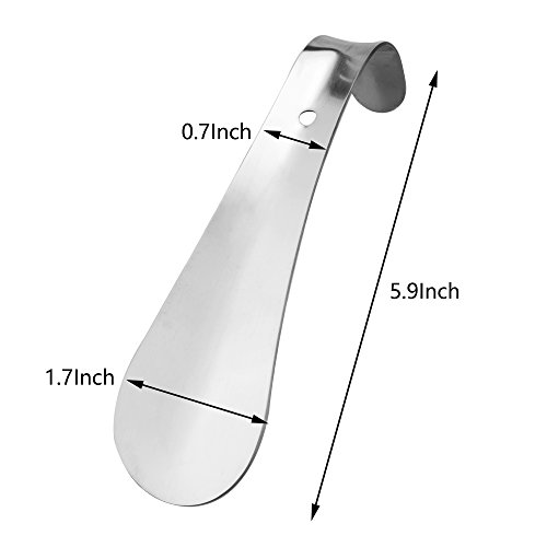 RAHATA 2 Pieces Short Metal Shoe Horn Stainless Steel Professional Shoe Horn