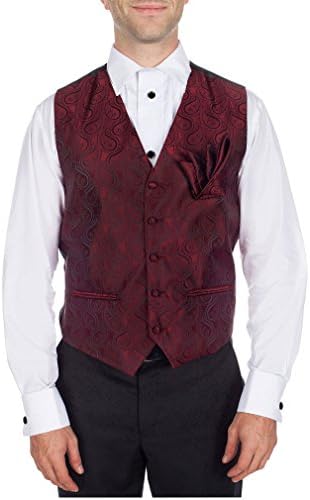 Men's Paisley Formal Vest Burgundy for Tuxedo and Suit