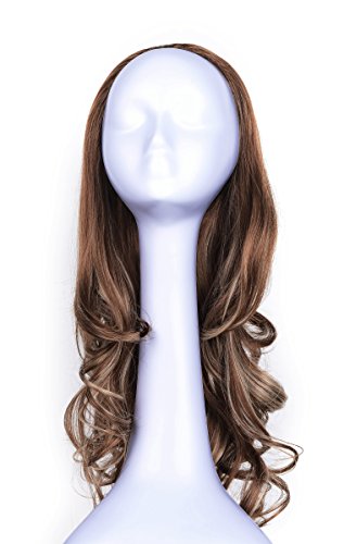 OneDor 23" Curly 3/4 Ladies Half Wig Kanekalon Hair Synthetic Wigs with Comb on a Mesh Head Cap (R1224B)