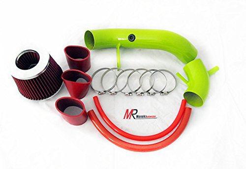 96 97 98 99 00 Hyundai Elantra 1.8L/2.0L GREEN Piping Cold Air Intake System Kit with Red Filter