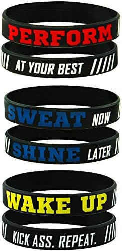 AMPM Collective | Silicone Motivational Wristbands | Rubber Inspirational Quote Bracelets | Unisex for Men Women Tens | Good for Daily Gym Workout Perseverance and Exercise Motivation (6/12/24 Pack)