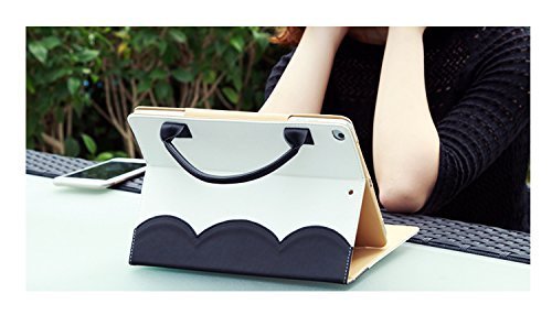 iPad Air 2 Case,elecfan PU Leather Handbag Smart Stand Case Auto Wake/Sleep Feature with Wallet File Pocket for 9.7 Inch iPad Air 2nd Generation - Black - Thumbnail 3
