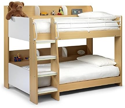 Domino, Maple and WHITE Finished SLEEP STATION Childrens Kids BUNK BED, with POCKET SPRUNG MATTRESS