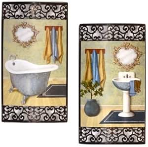 Amazon.com: Set of 2 Bath Time Metal Wall Art Decor Pedestal Sink