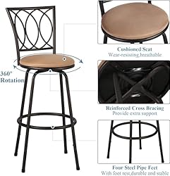 VECELO Barstools, Adjustable Counter Stools, Steel