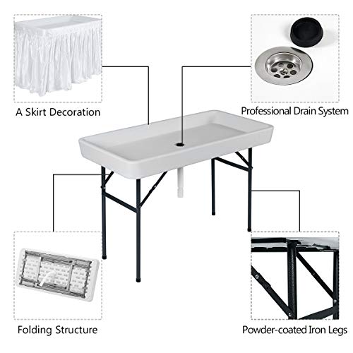 Giantex Folding Ice Tables for Parties with Drain, Fill and Chill Table