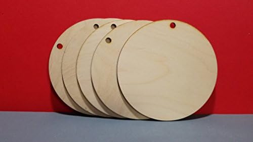 5" wooden circles with a hole (5 Pack), unfinished coasters or trivets, arts and crafts supply, blank Christmas ornament