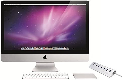Ourkens 7 Port USB 3.0 Premium Aluminum USB Hub with High-Capacity Power Supply for iMac, MacBook Air, MacBook Pro, MacBook, (USB 3.0 7-Port Hub)