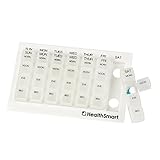 HealthSmart Weekly 7-Day Pill Organizer Medication Planner, Clear