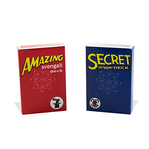 Magic Makers Amazing Svengali and Secret Stripper Deck Kit, Hundreds of Possible Tricks From Beginner to Expert in This Set (Red Svengali and Blue Stripper)