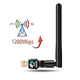 1200Mbps USB Wifi Adapter USB Wireless Adapter Daul Band (2.4G/300M+5G/867M) 802.11 ac Wireless Adapter for Desktop/Laptop/PC, Support Win10/8.1/8/7/XP Mac OS 10.4-10.12 Linux(Kernel 2.6x-4.1x)