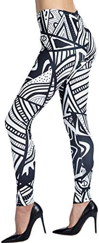 Ndoobiy Women's Printed Leggings Full-Length Regular Size Workout Legging Pants Soft Capri L1