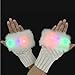 Luwint LED Glow Blink Fur Fingerless Knit Gloves - Funny Light Up Mitten for Party Christmas Halloween Costume