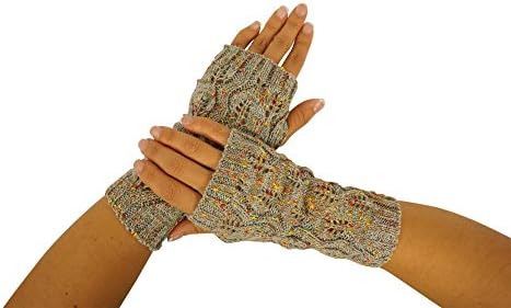 Caribbean Touch Knit Fingerless Gloves for Women