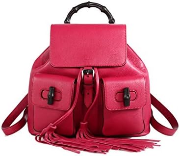 Gucci Bamboo Handle Small Leather Fashion Backpack 370833, Petunia Dark Pink