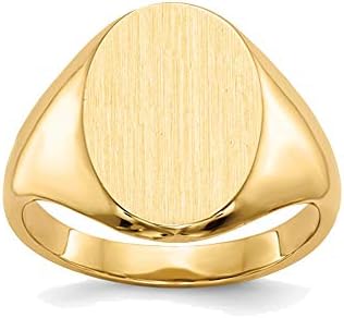 SEVEN50 14mm Mens Womens Stainless Steel High Polish IP Gold Plated Yellow Oval Signet Ring
