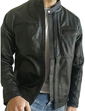 jaqueta de couro legitimo masculina preta