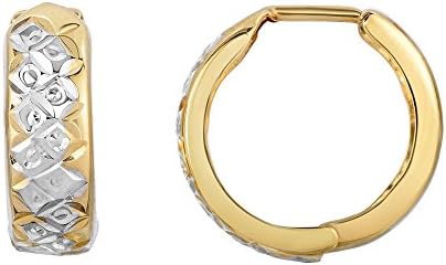 10k Two Tone Yellow And White Gold Polish Finish Snuggie Hoop Earring