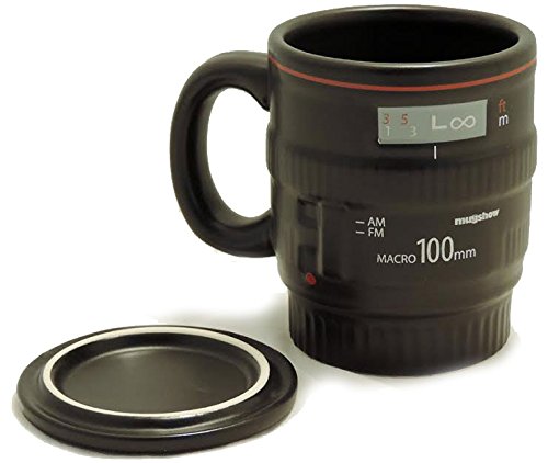 Camera lens coffee mug - ceramic with handle - by cookb…